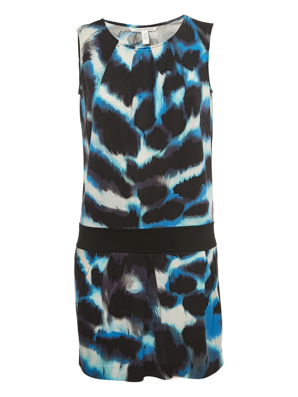 Pre-owned Diane Von Furstenberg Vintage 2024 Sleeveless Abstract-print Dress In Black