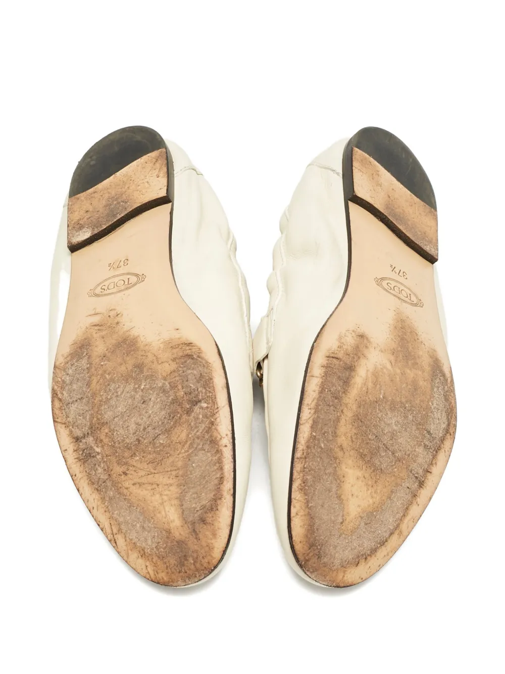 Pre-owned Tod's Vintage Double T Leather Loafers In Neutral