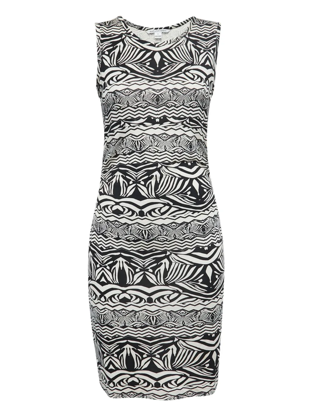Pre-owned Diane Von Furstenberg Vintage Abstract-print Dress In Black