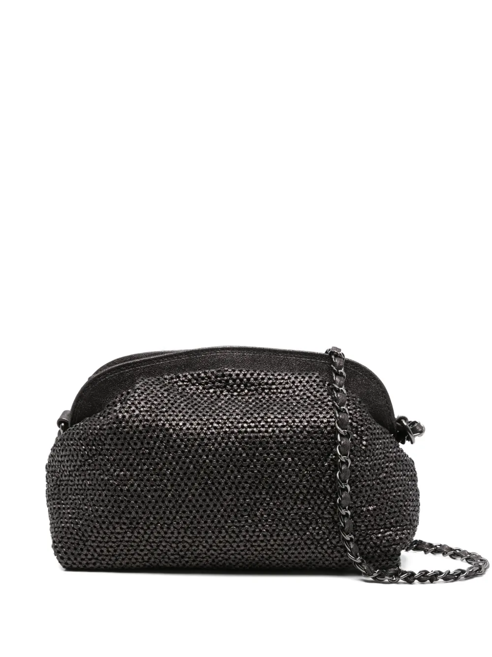perforated leather chain bag