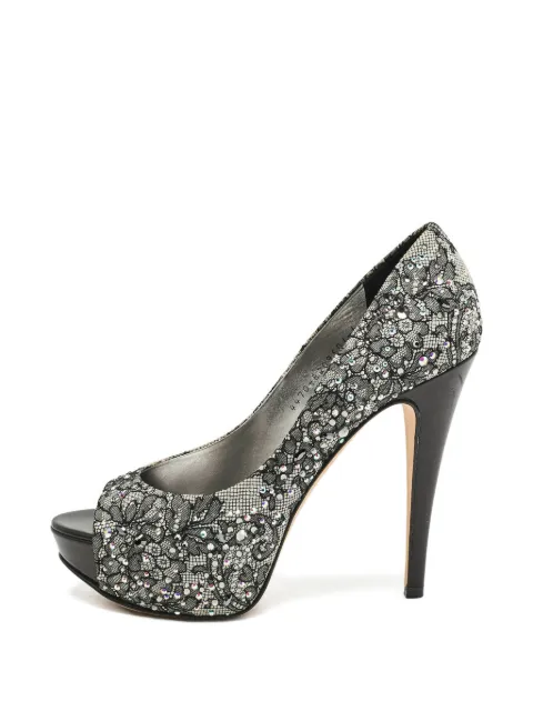 Gina crystal-embellishment lace pumps