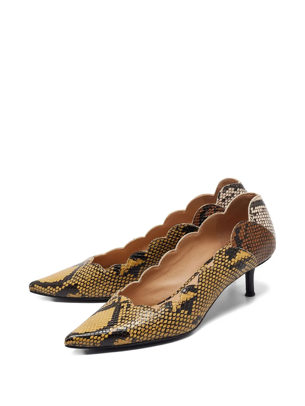 Chloé Pre-Owned 50 mm leren pumps met slangen-reliëf - Geel