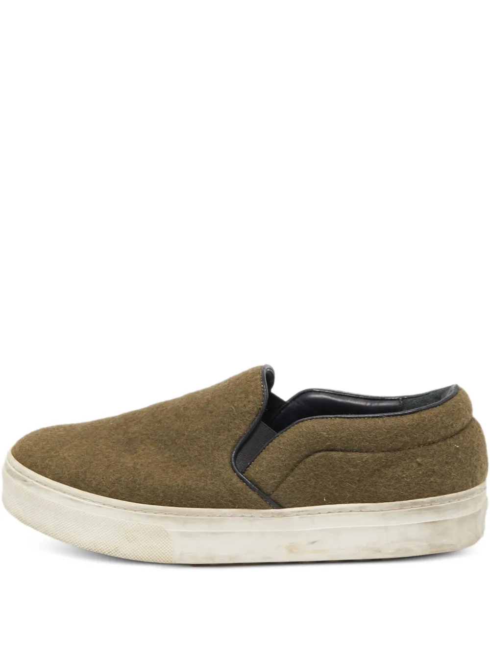 Pre-owned Celine Wool Slip-on Sneakers In Green