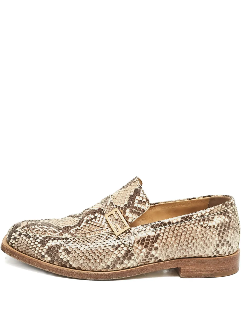 Fendi Pre-Owned FF-plaque loafers | Neutrals | Image 1