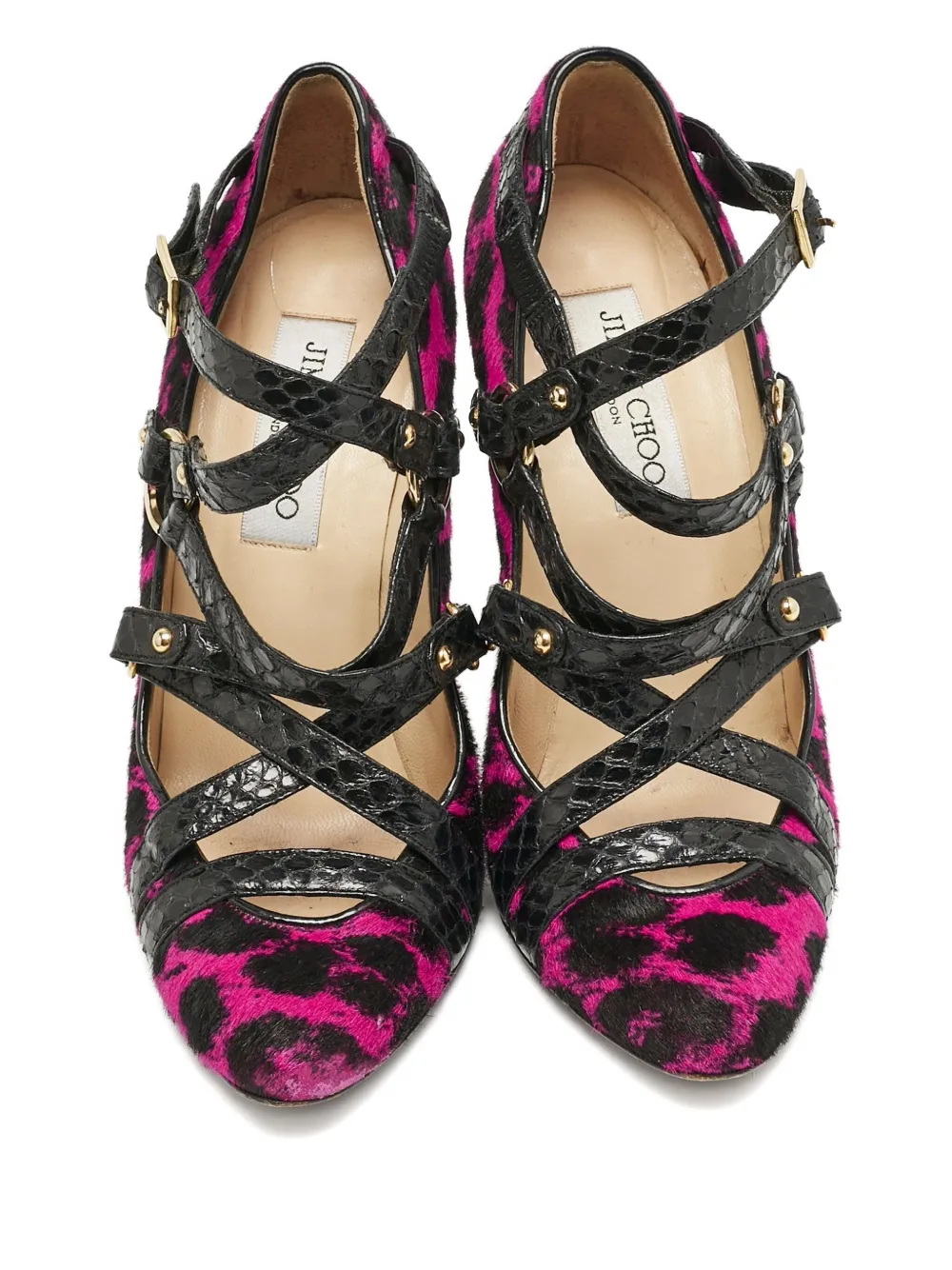 JIMMY CHOO Pre-owned Jazz Calf-hair Strappy Pumps In Purple