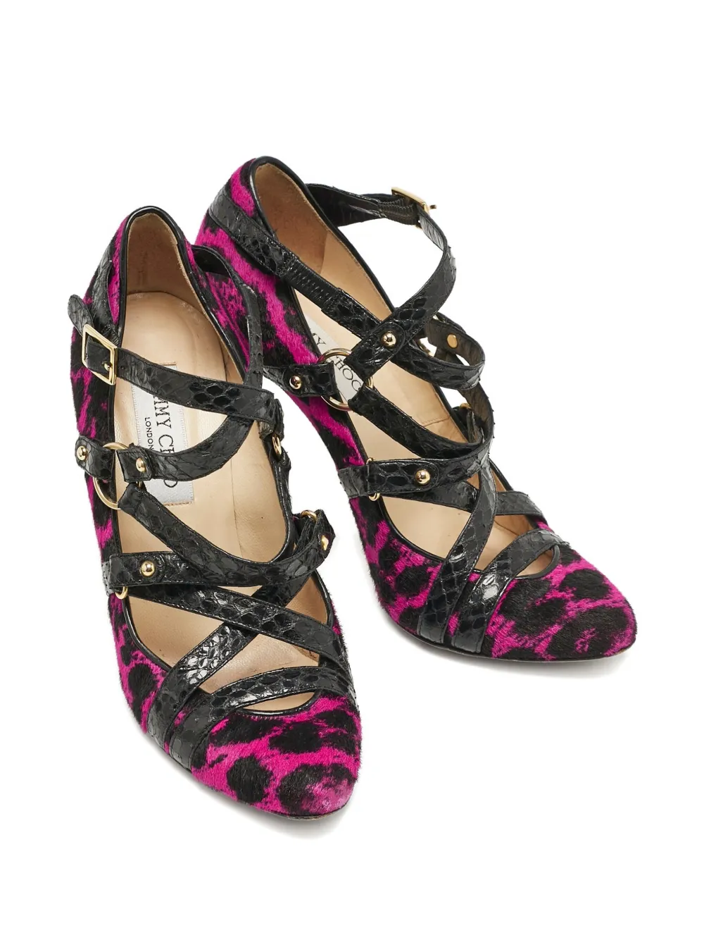 JIMMY CHOO Pre-owned Jazz Calf-hair Strappy Pumps In Purple