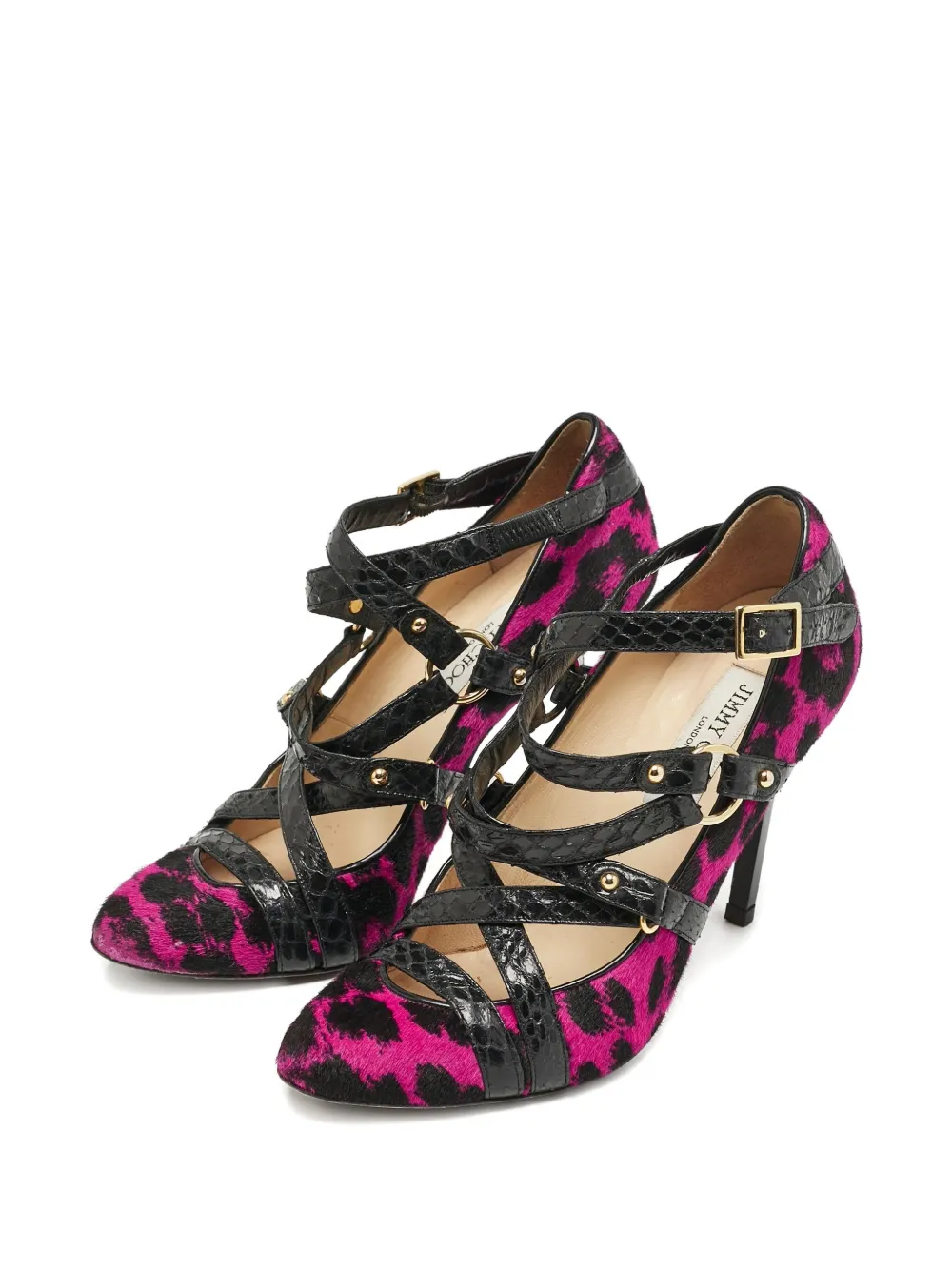 Jimmy Choo Pre-Owned Jazz pumps met kalfshaar en bandjes - Paars