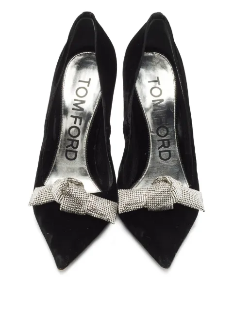 Tom Ford Vintage 120mm bow-detail velvet pumps