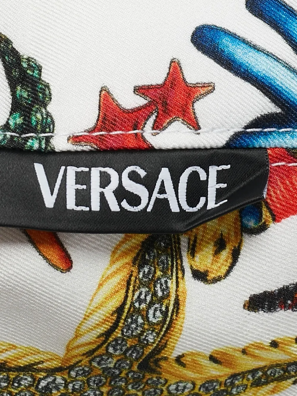 Pre-owned Versace Sea Life Print Cap In White