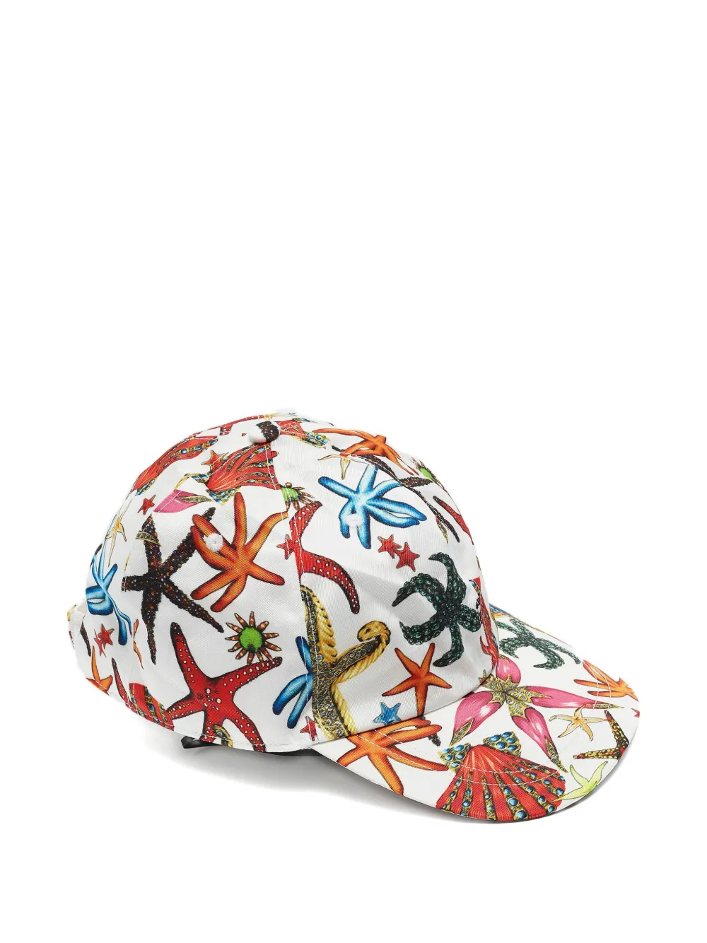Pre-owned Versace Sea Life Print Cap In White