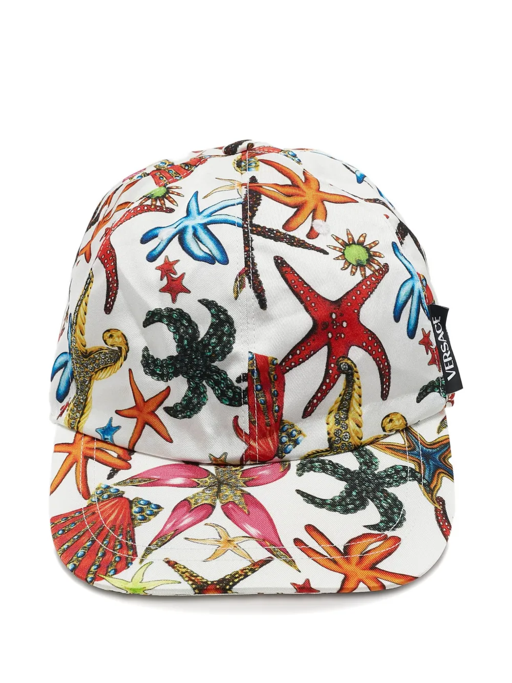 Pre-owned Versace Sea Life Print Cap In White