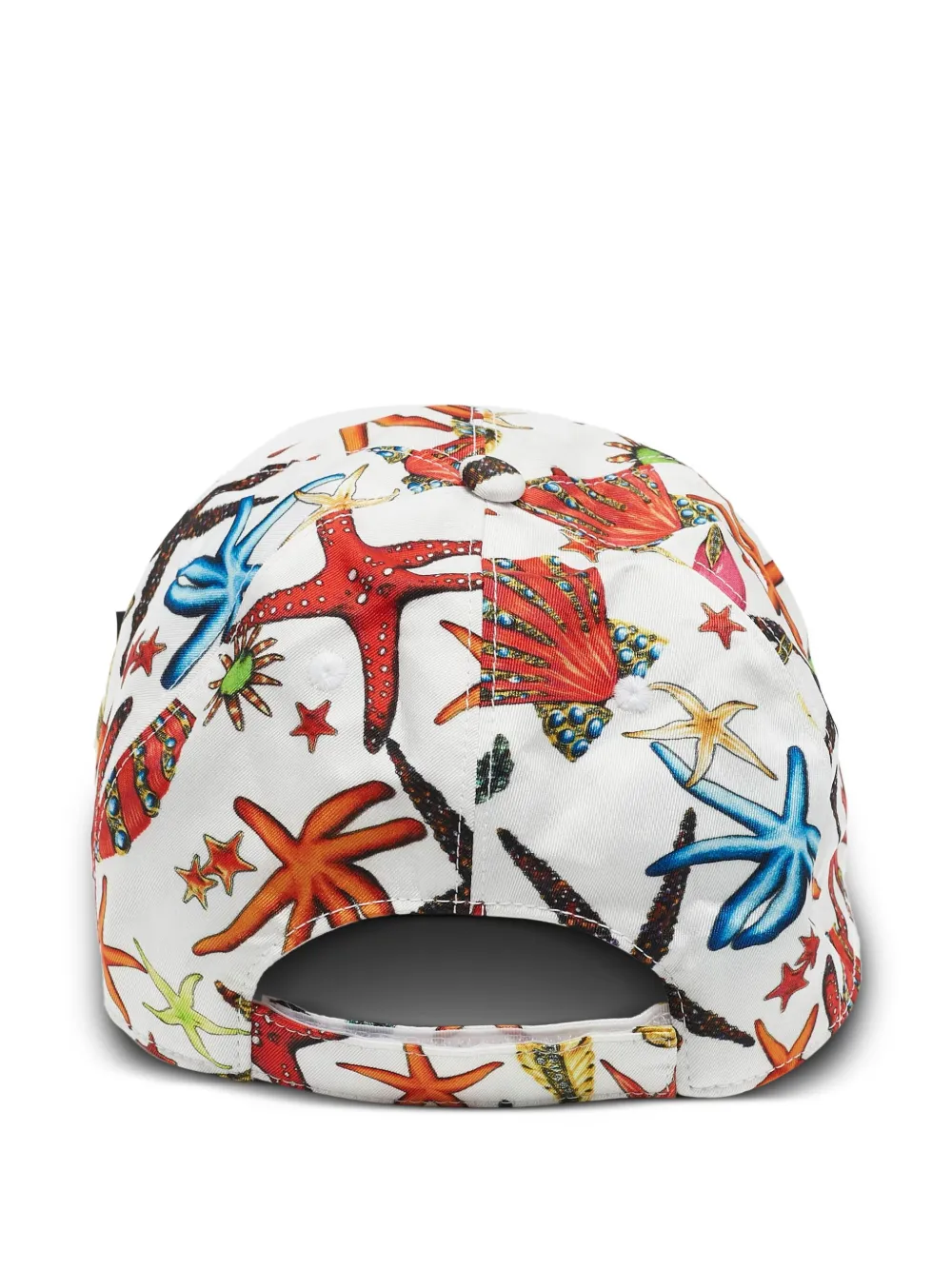 Pre-owned Versace Sea Life Print Cap In White