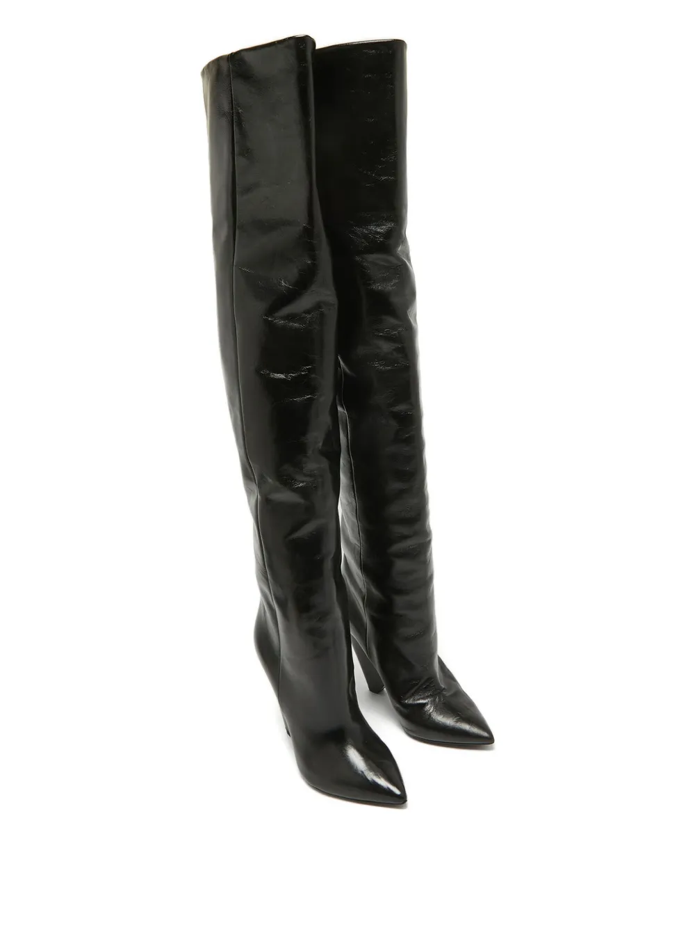 Saint Laurent Pre-Owned 110 mm leren laarzen met puntige neus - Zwart