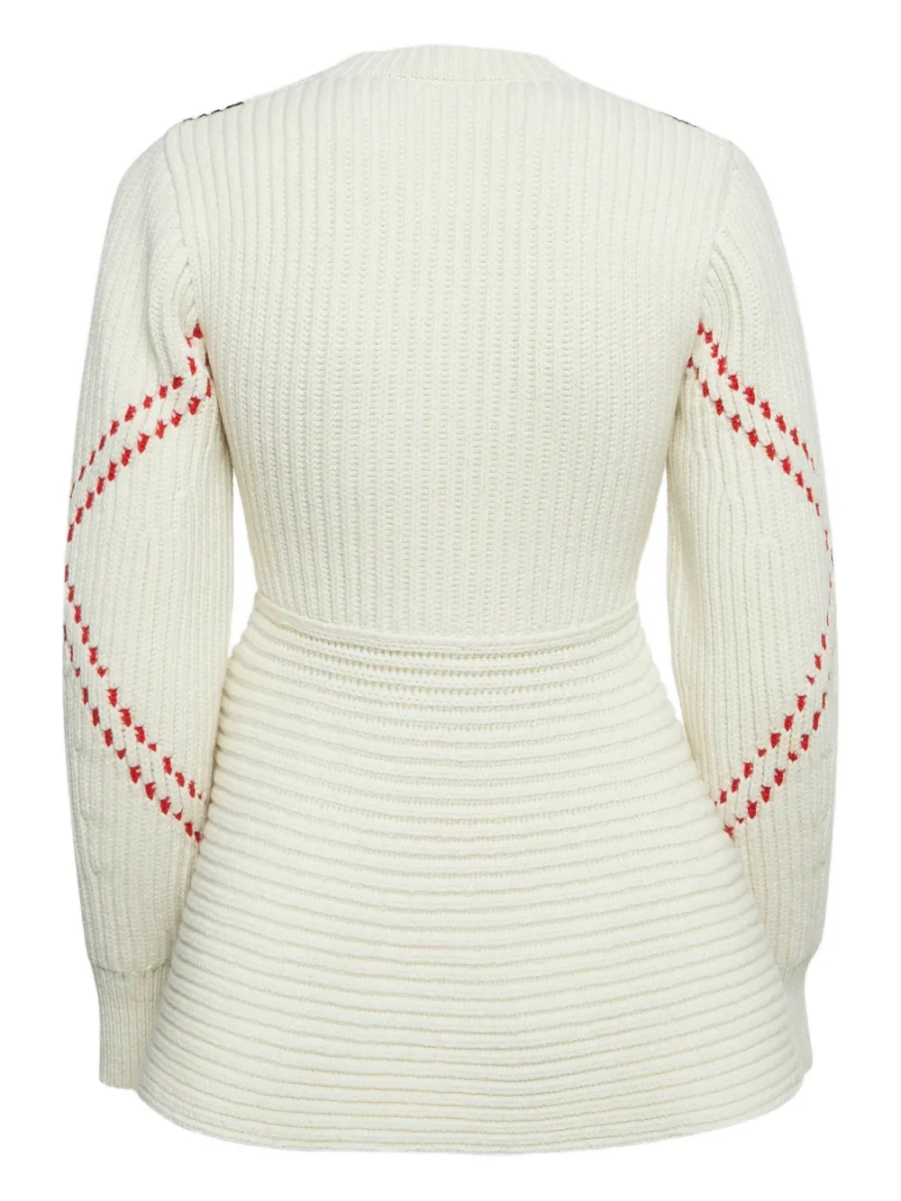 Pre-owned Alexander Mcqueen Ribbed Contrasting-pattern Sweater In White