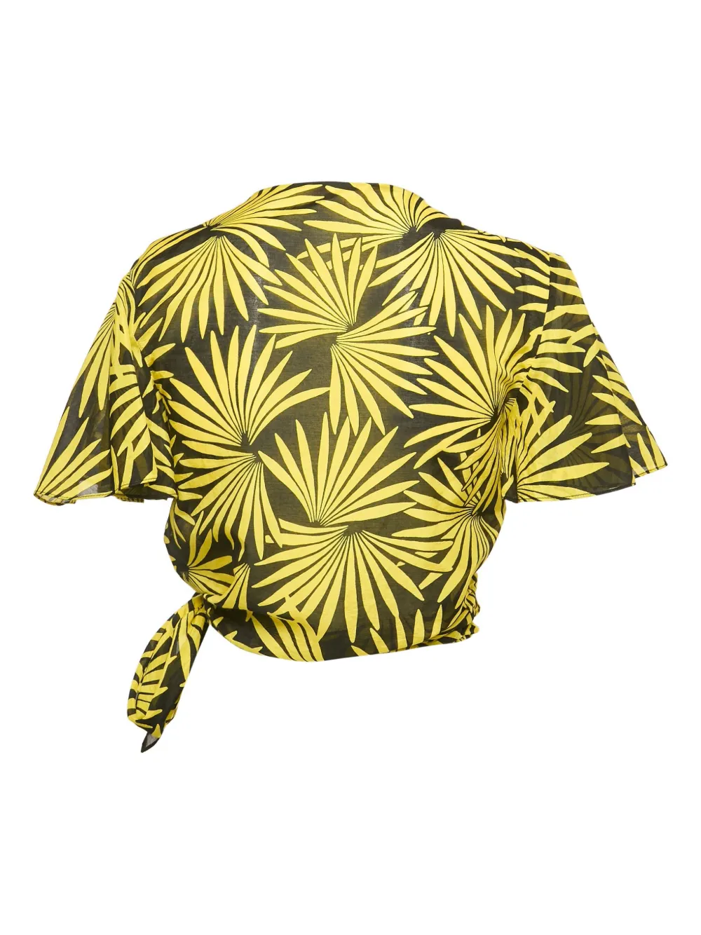 Pre-owned Diane Von Furstenberg Vintage 2024 Palm-print Wrap Top In Black