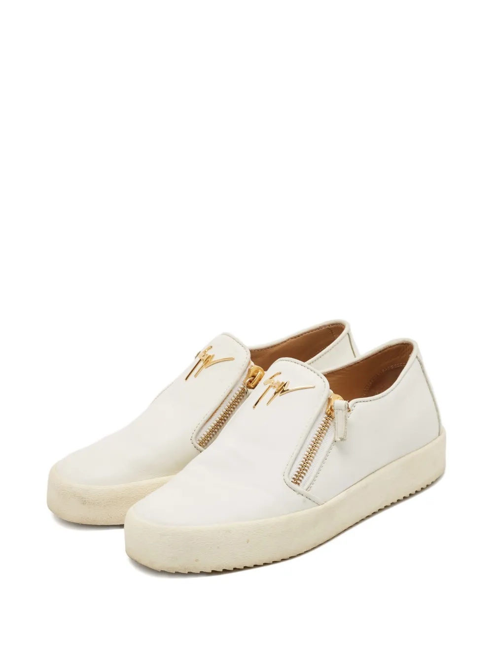 GIUSEPPE ZANOTTI VINTAGE Pre-owned Eve Leather Zip-up Sneakers In White