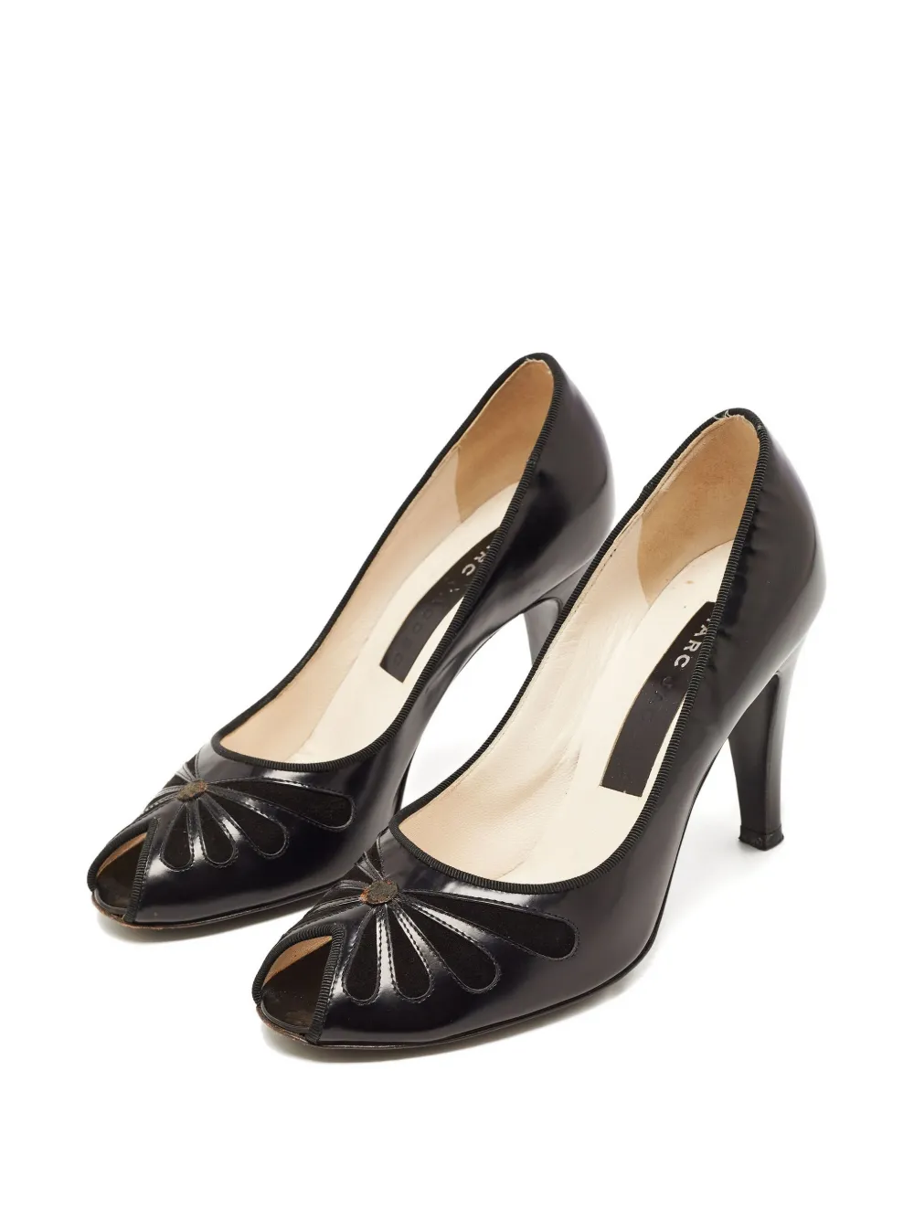 Marc Jacobs Vintage 85 mm leren pumps met uitgesneden bloemen - Zwart