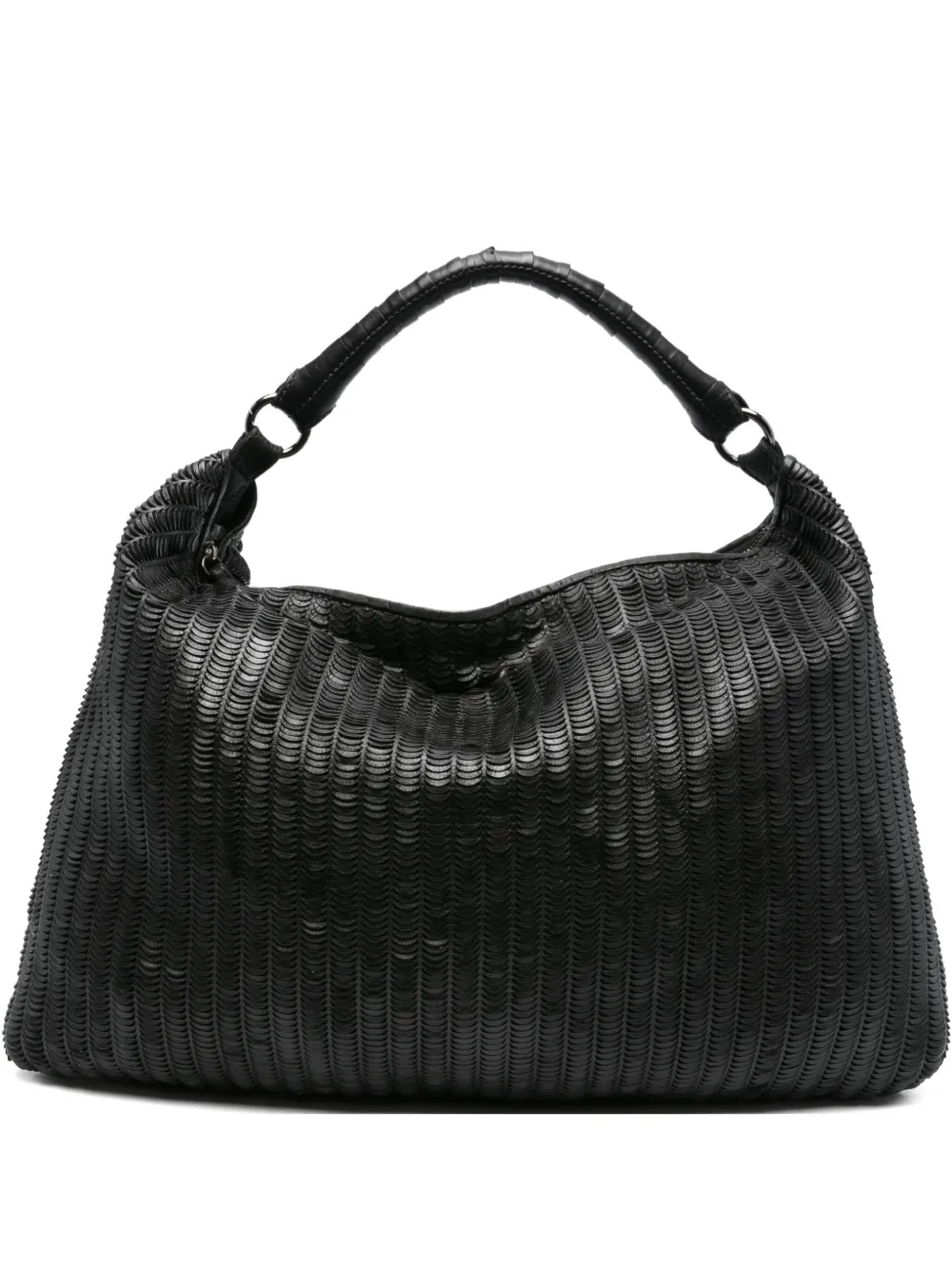 pleated leather tote bag
