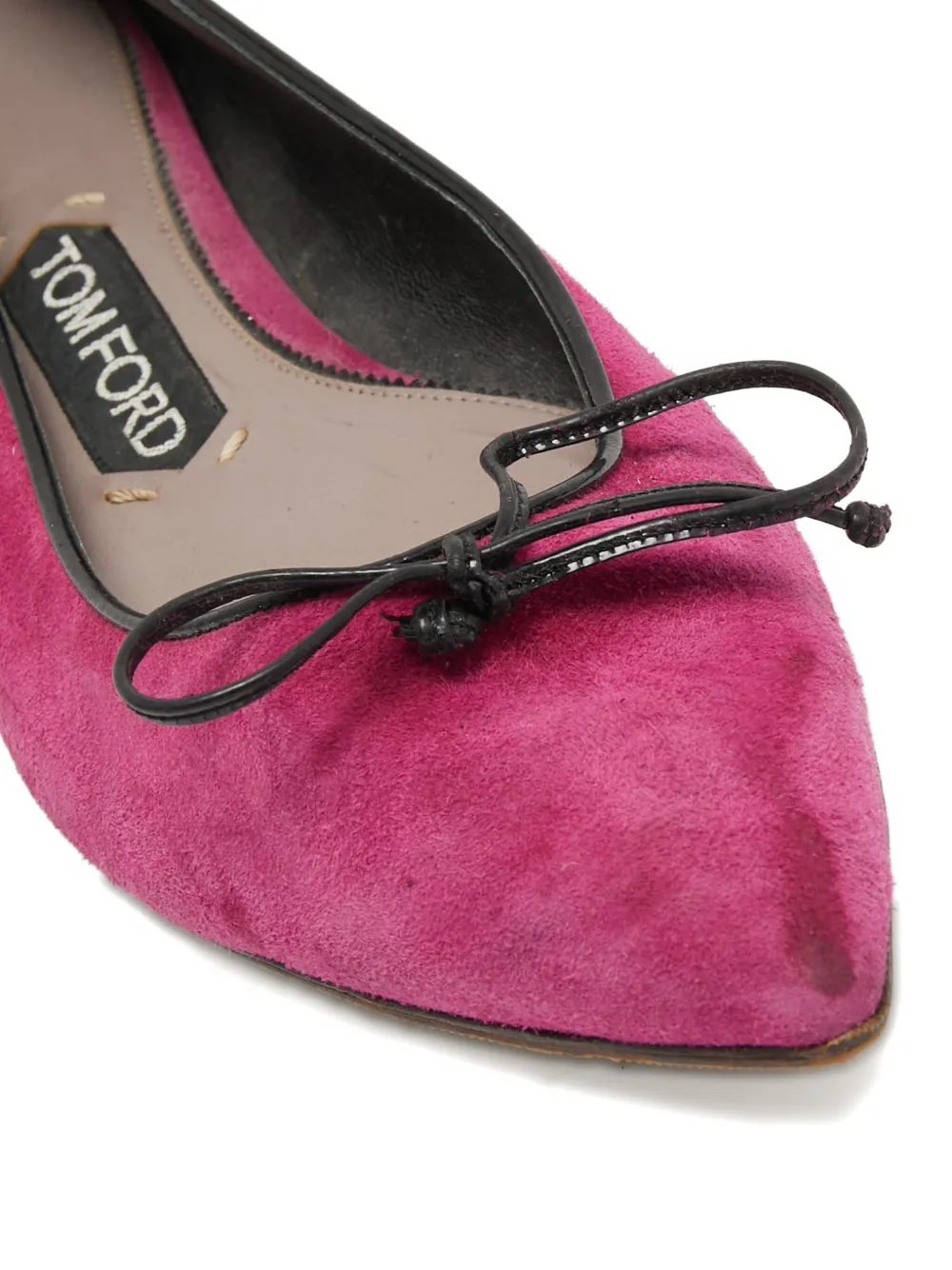 Pre-owned Tom Ford 2024 Suede Bow Flats In Purple