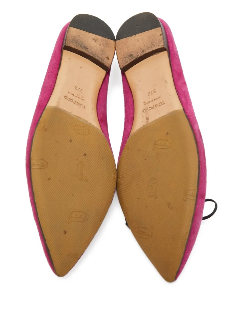 Pre-owned Tom Ford 2024 Suede Bow Flats In Purple