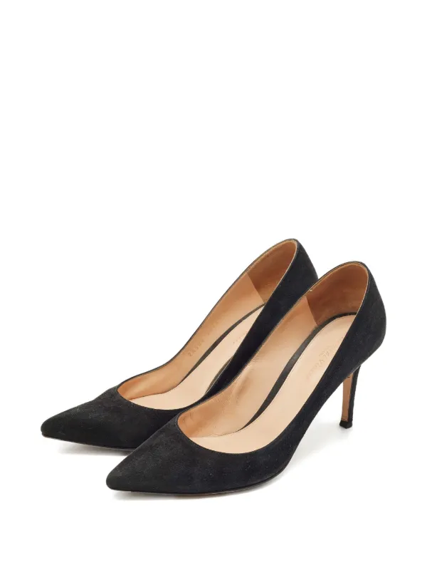 Gianvito Rossi スエード パンプス ブラック Gianvito Rossi 2024 ポインテッドトゥ スエードパンプス | ブラック