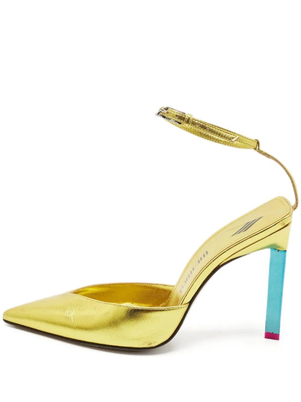 The Attico pointed-toe ankle-strap pumps | Gold | Image 1