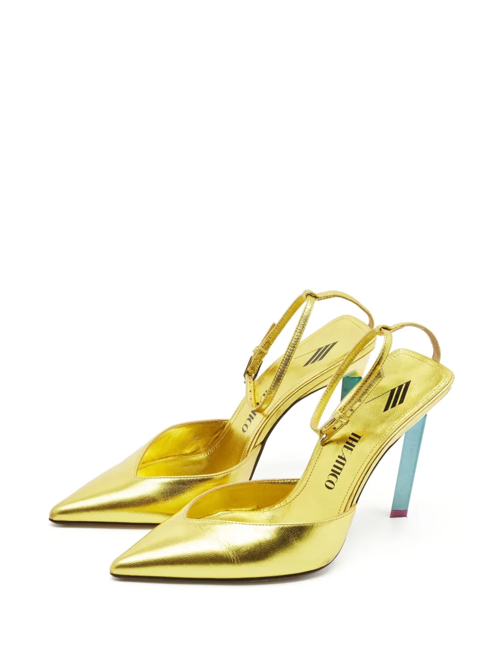 The Attico Pumps met enkelbandje en puntige neus - Goud