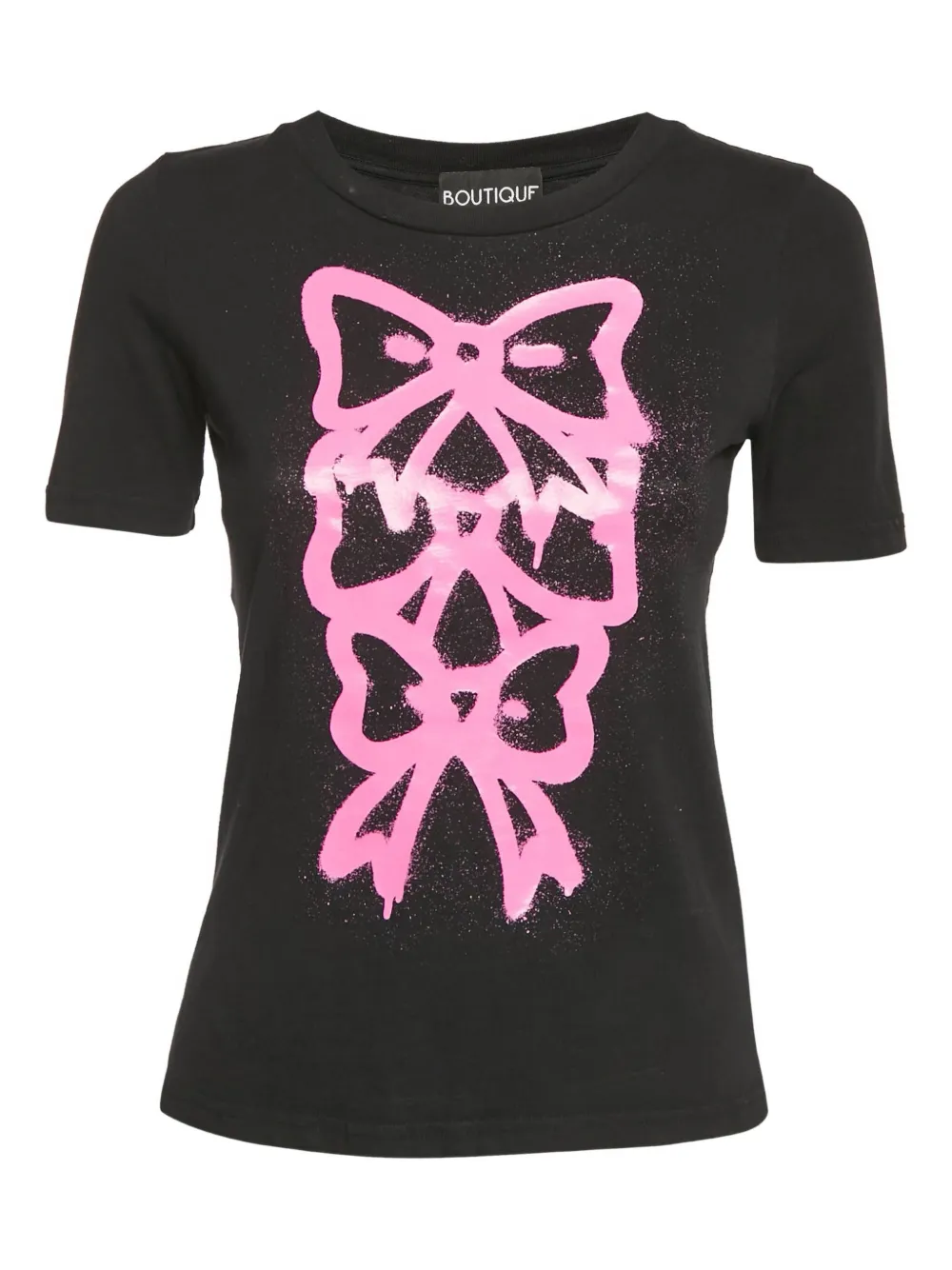 Boutique Moschino bow-print cotton T-shirt | Black | Image 1