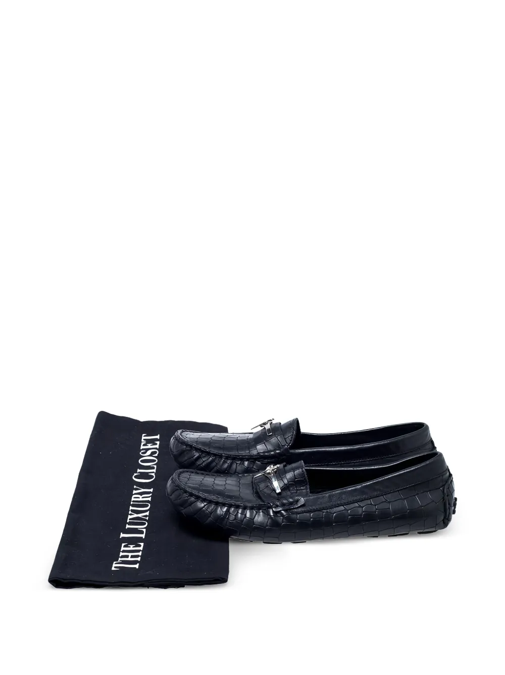 CESARE PACIOTTI Pre-owned 2024 Croc-embossed Leather Loafers In Black