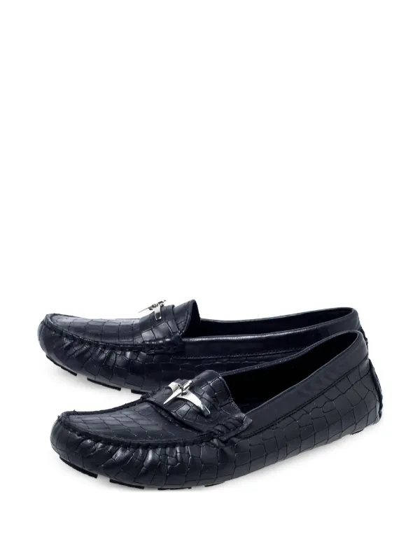 Cesare Paciotti 2024 croc-embossed Leather Loafers | Black | FARFETCH
