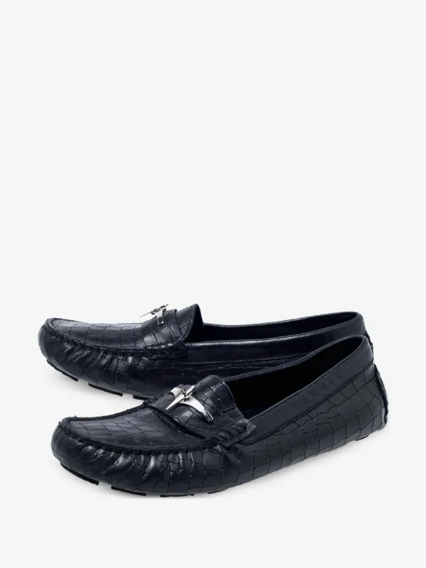 Cesare Paciotti 2024 croc-embossed Leather Loafers | Black  display picture 1