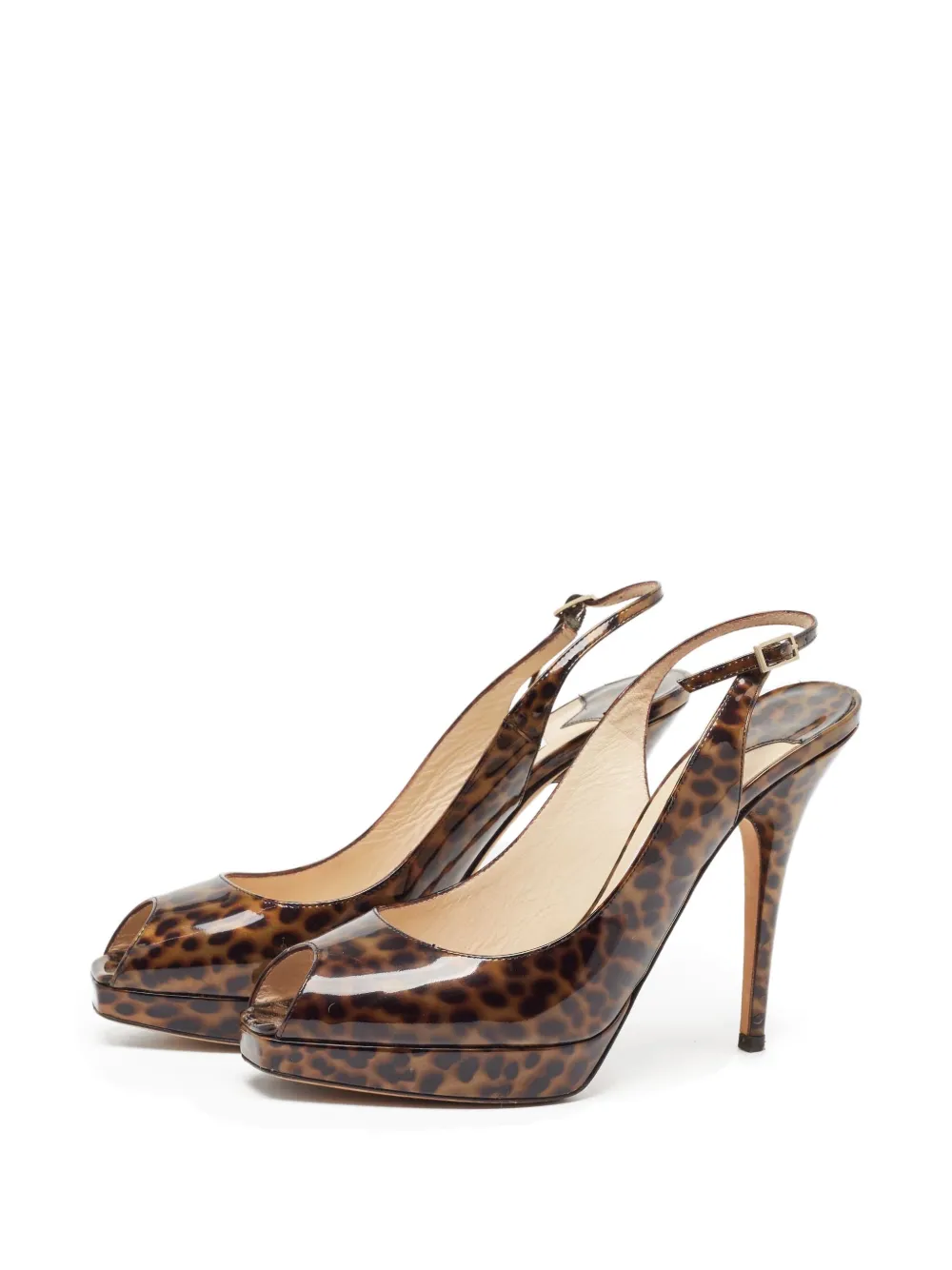 Jimmy Choo Pre-Owned 120 mm lakleren pumps met luipaardprint - Bruin