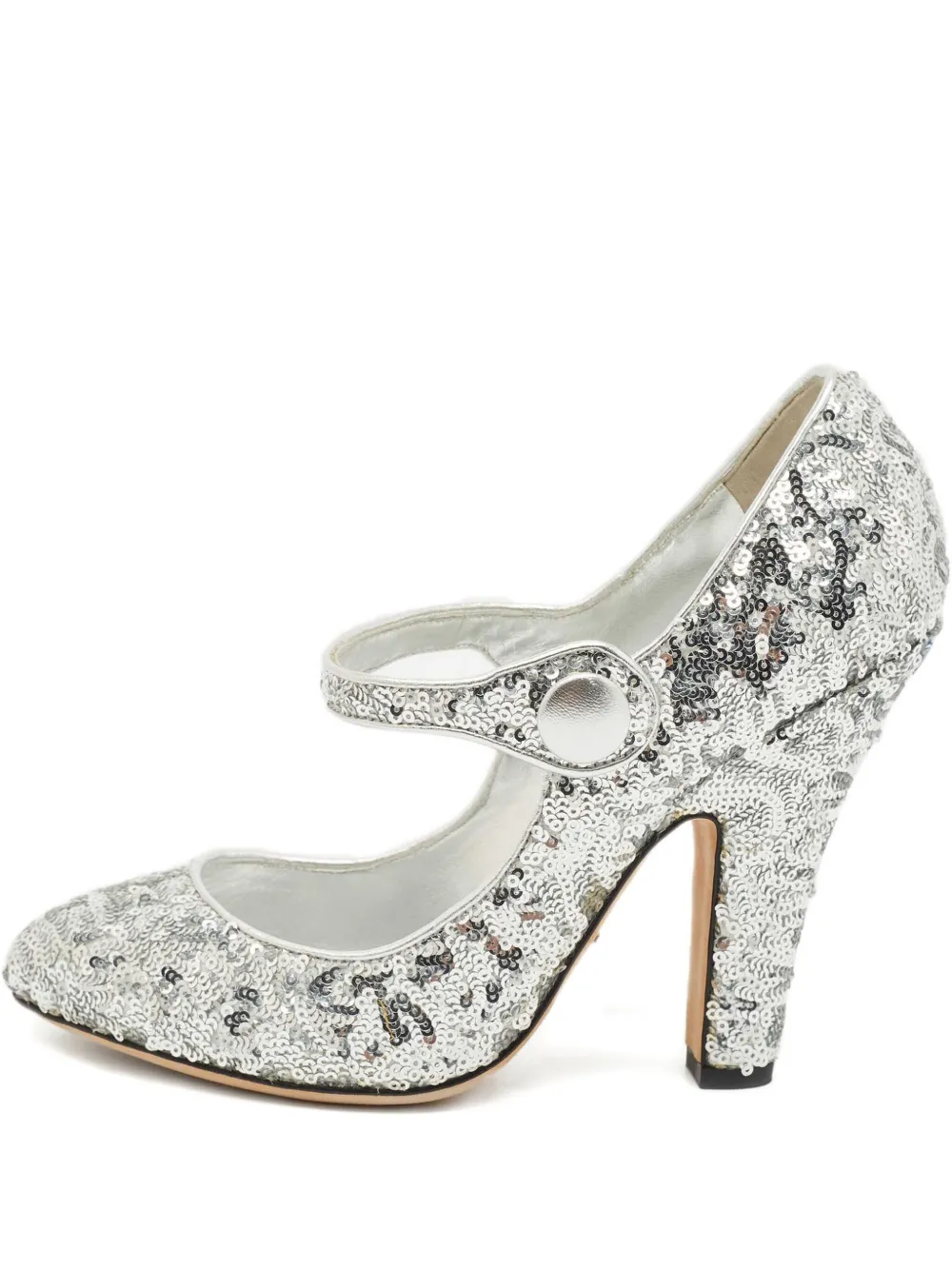 Pre-owned Dolce & Gabbana 115mm Sequinned Pumps In Gray
