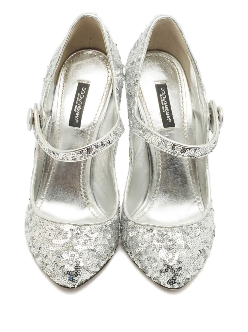 Pre-owned Dolce & Gabbana 115mm Sequinned Pumps In Gray