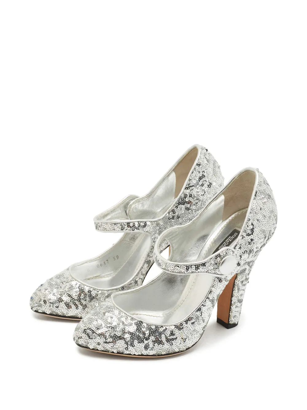 Pre-owned Dolce & Gabbana 115mm Sequinned Pumps In Gray