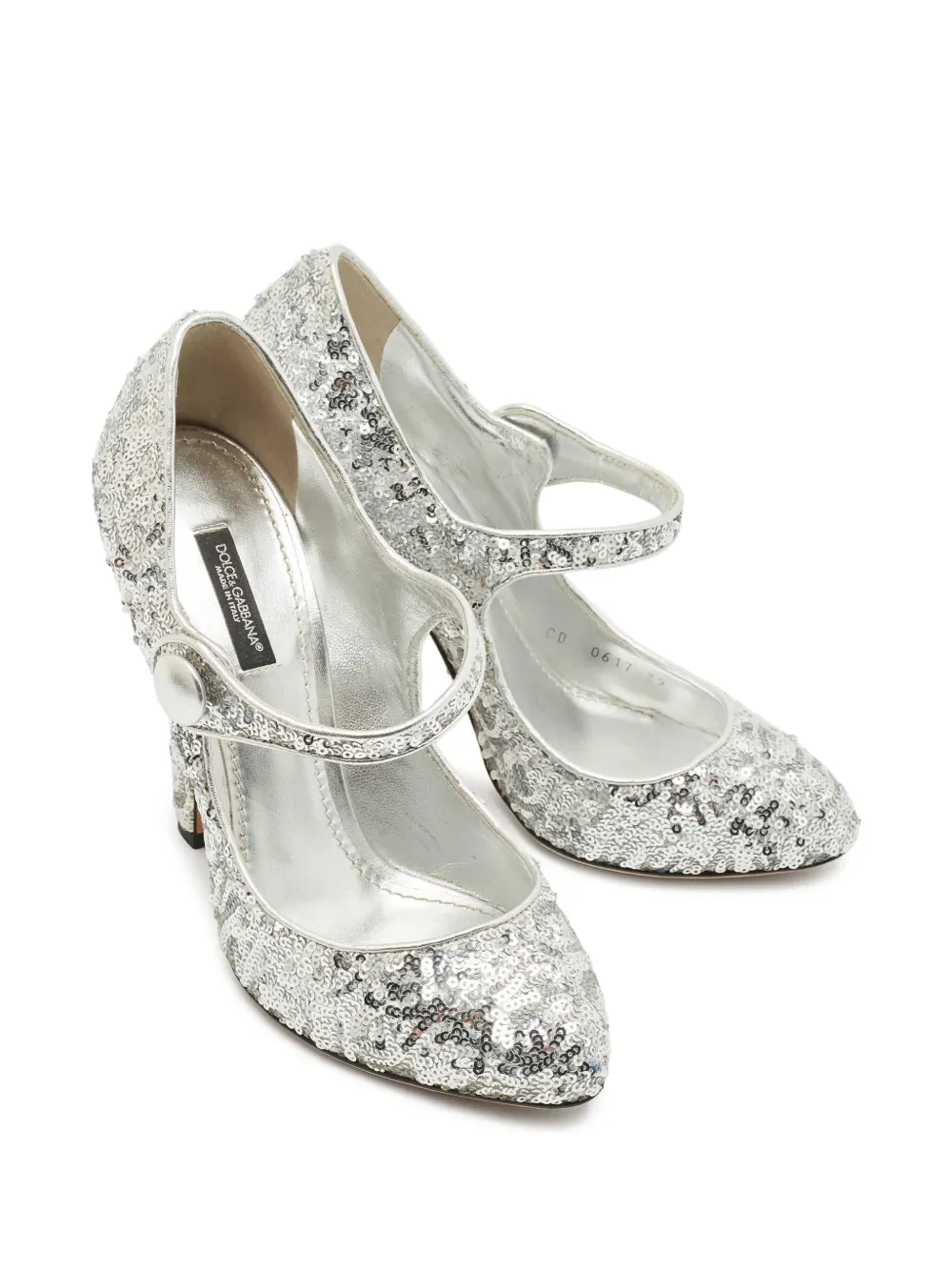 Pre-owned Dolce & Gabbana 115mm Sequinned Pumps In Gray
