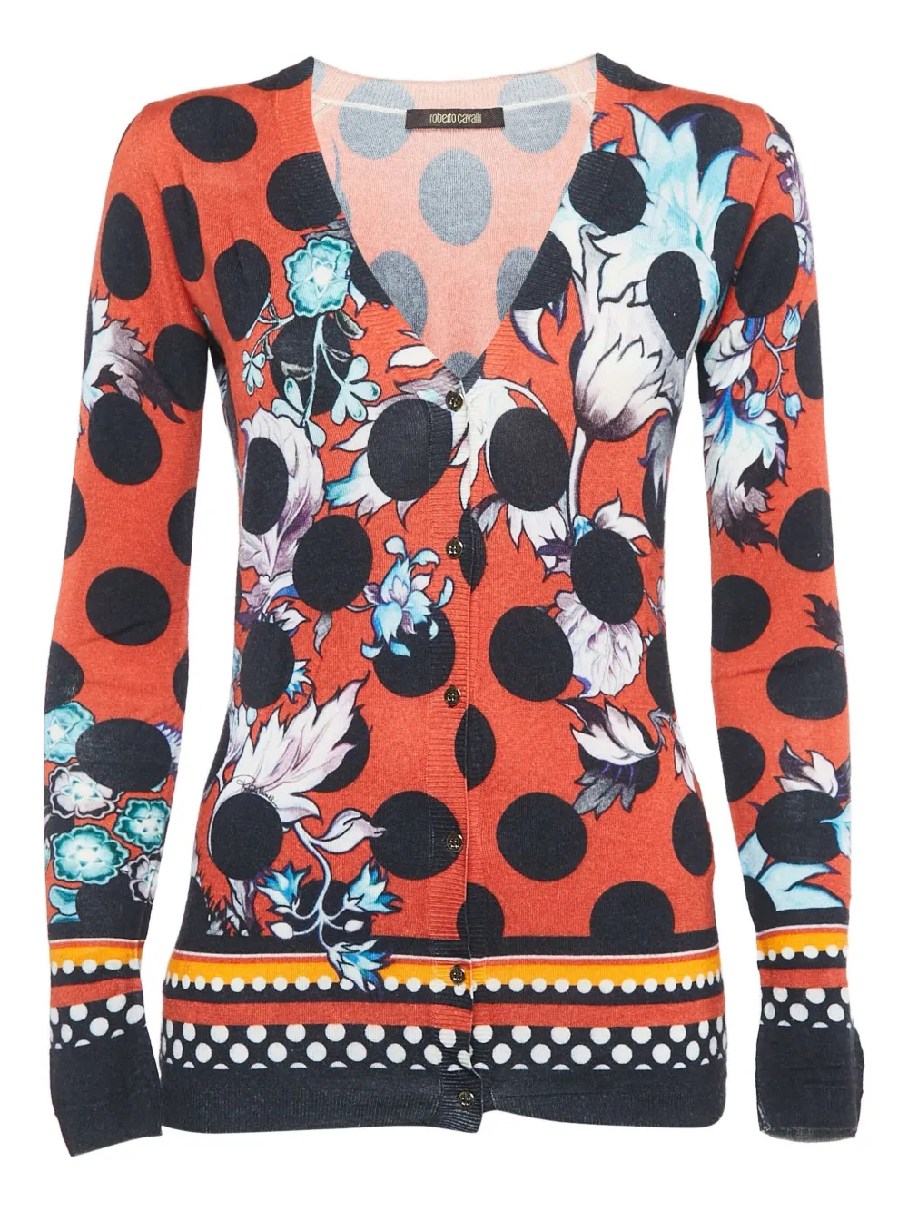 Roberto Cavalli Vintage floral-print polka-dot cardigan | Red | Image 1