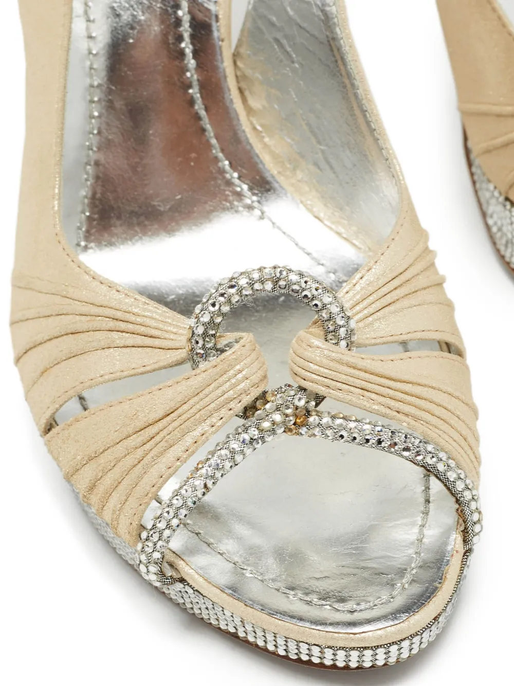 René Caovilla 115 mm slingback sandalen verfraaid met stras - Beige