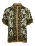 Dries Van Noten Pre-Owned palm-tree-print leopard-print shirt - Black
