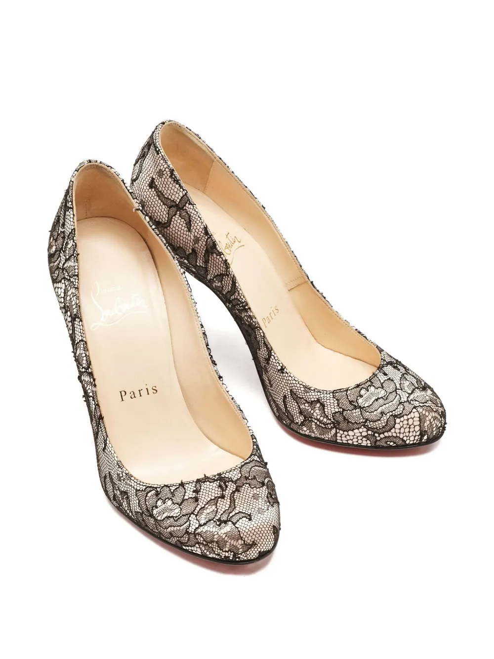 CHRISTIAN LOUBOUTIN Pre-owned 100mm Fifi Lace Heeled Pumps In Black