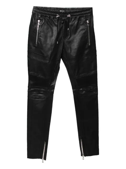 Balmain Pre-Owned drawstring leather biker trousers