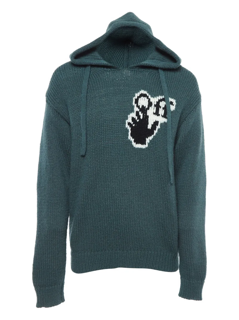 Off-White Pre-Owned logo-intarsia hoodie | Green | Image 1