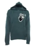 Off-White Pre-Owned logo-intarsia hoodie - Green