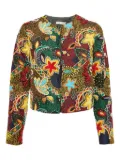 alice + olivia embroidered-flowers jacket - Black