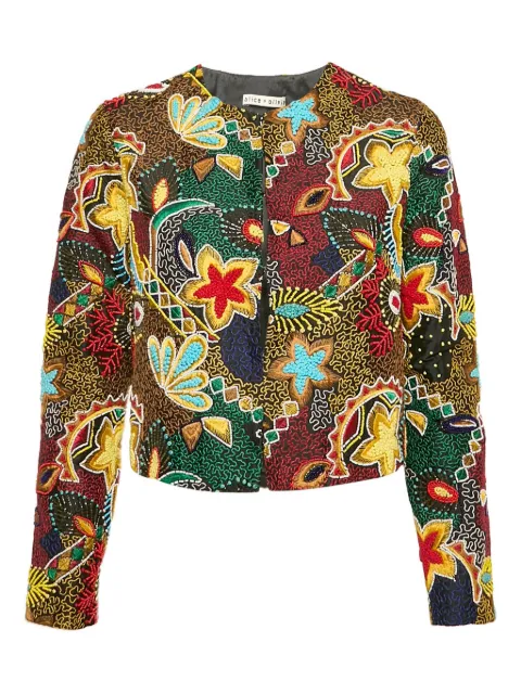 alice + olivia embroidered-flowers jacket