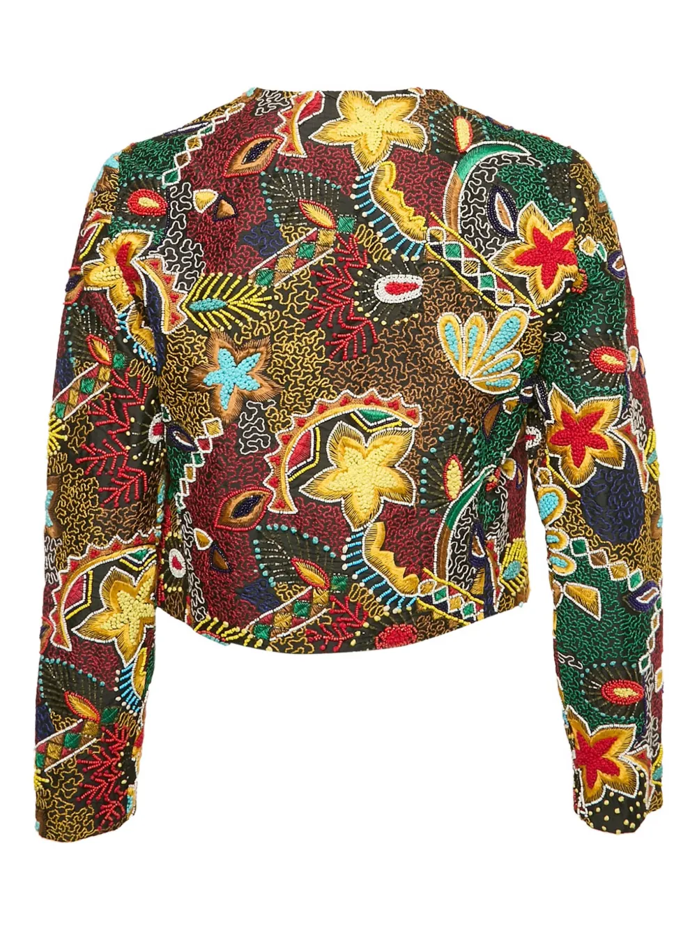 Pre-owned Alice And Olivia Embroidered-flowers Jacket In Black
