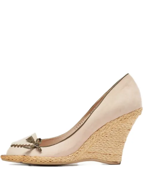 Ferragamo Pre-Owned 100mm wedge-heel bow-embellished pumps