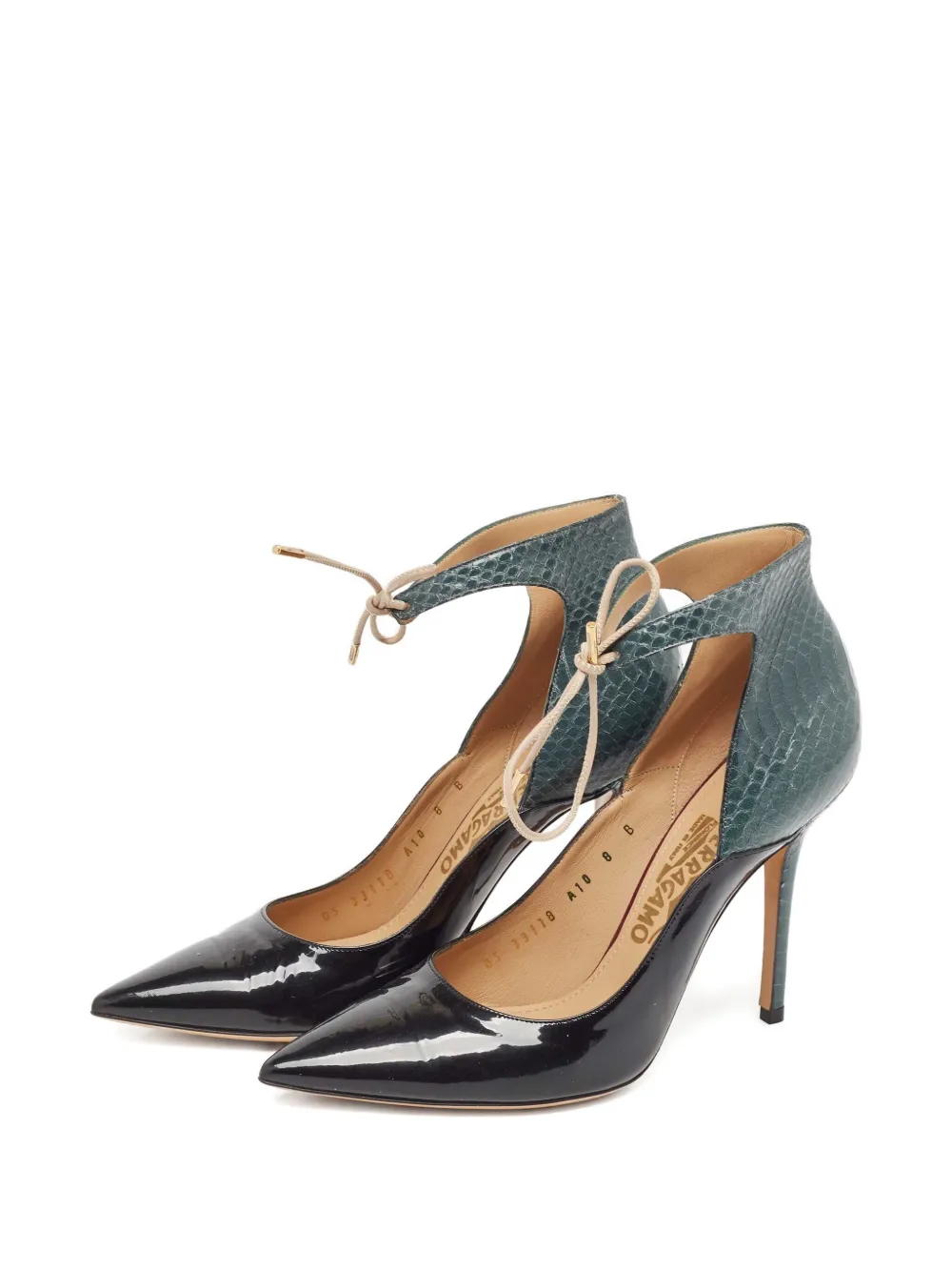 Ferragamo Pre-Owned 110 mm lakleren pumps met slangen-effect - Zwart