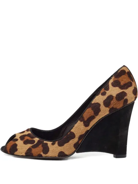 Stuart Weitzman 100mm leopard-print wedge pumps