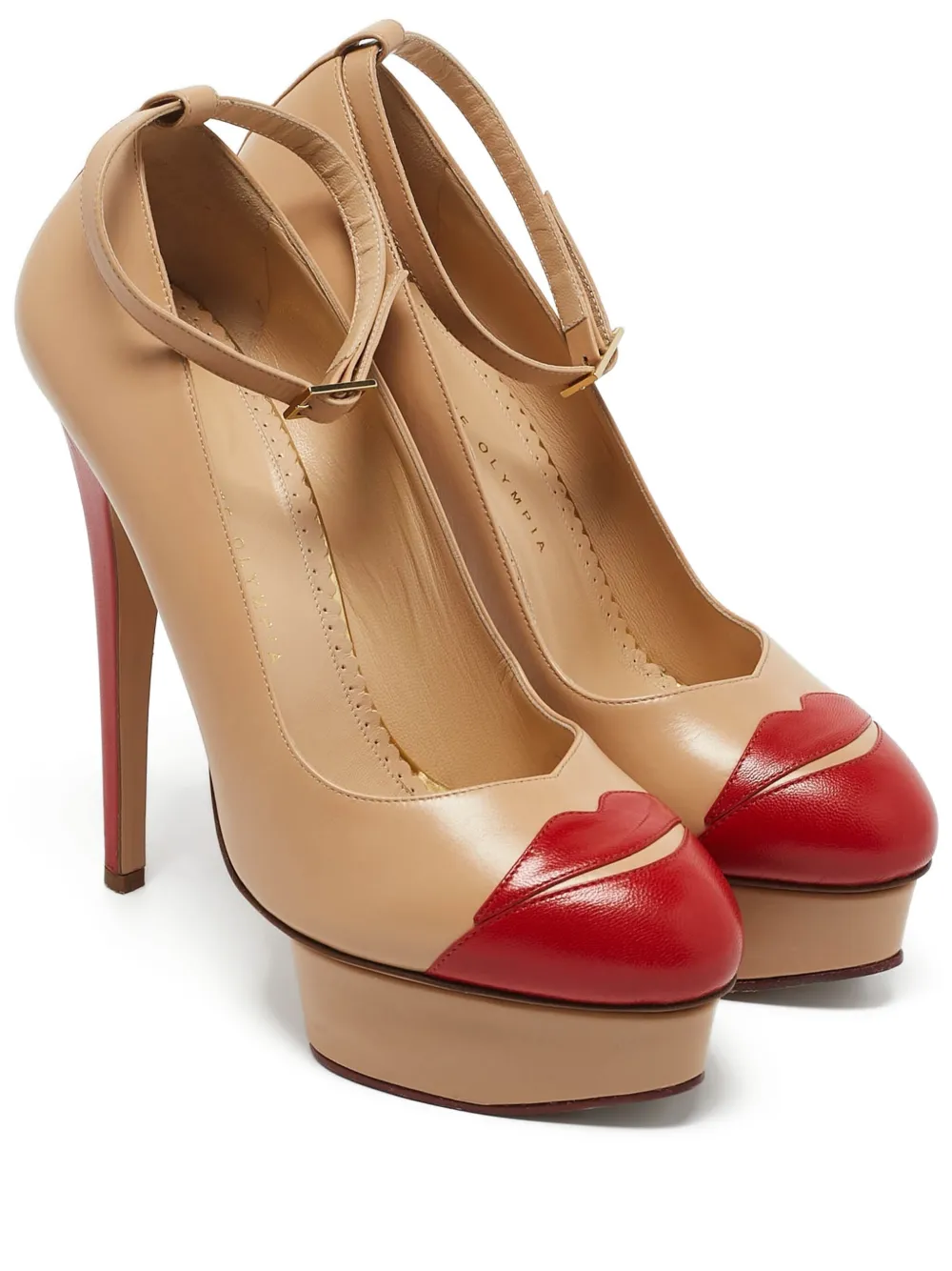 Pre-owned Charlotte Olympia 155mm Kiss Me Dolores! Pumps In Neutral